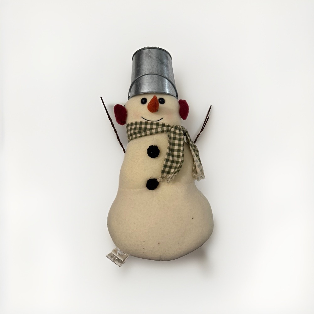 Christmas SNOWMAN Plush Hallmark Mitford Large Bucket Hat Holiday Wall Hanging